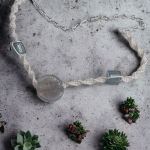 Crochet and glass bead necklace